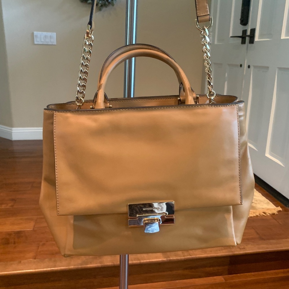 NWOT Michael Kors Smooth Leather Caramel Satchel/Crossbody Bag